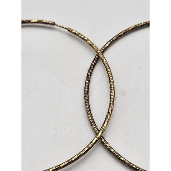 VTG Dyadema Sterling Silver 925 Textured Thin Hoop Earrings - Picture 3 of 9